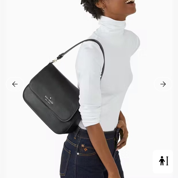 Kate Spade Black Staci Saffiano Leather Flap Shoulder Bag - Picture 4 of 5